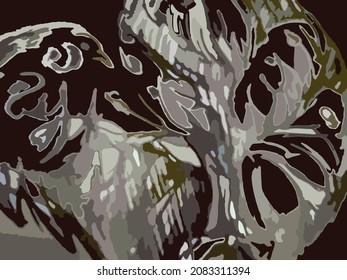 Composición abstracta en colores oscuros con elementos de ave y árbol para textiles o carteles. Árbol de cizalladura y detalles de pájaro para fondos y texturas, impresiones y productos de tela, papel pintado, cubierta, etc.