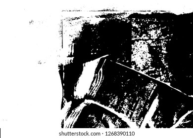 Abstract composition for design elements. Black and white painting on canvas with brush strokes. Abstract art background. Vector.