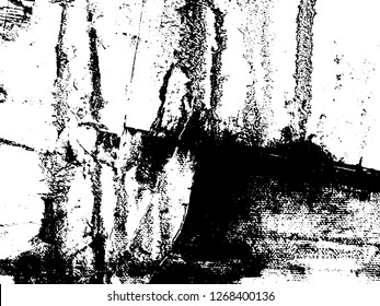 Abstract composition for design elements. Black and white painting on canvas with brush strokes. Abstract art background. Vector.