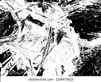 Abstract composition for design elements. Black and white painting on canvas with brush strokes. Abstract art background. Vector.