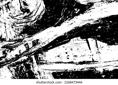 Abstract composition for design elements. Black and white painting on canvas with brush strokes. Abstract art background. Vector.