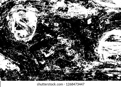 Abstract composition for design elements. Black and white painting on canvas with brush strokes. Abstract art background. Vector.