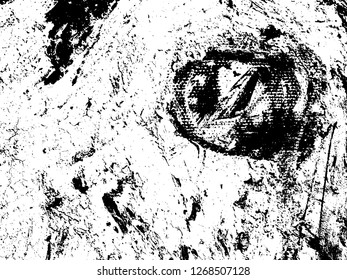 Abstract composition for design elements. Black and white painting on canvas with brush strokes. Abstract art background. Vector.