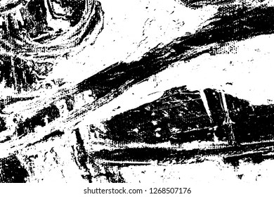 Abstract composition for design elements. Black and white painting on canvas with brush strokes. Abstract art background. Vector.