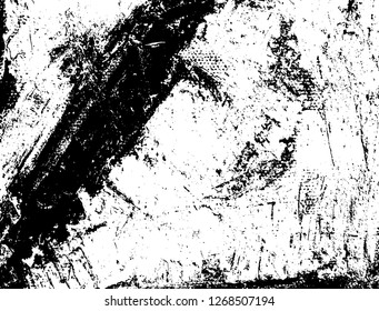 Abstract composition for design elements. Black and white painting on canvas with brush strokes. Abstract art background. Vector.