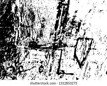 Abstract composition for design elements. Black and white painting on canvas with brush strokes. Abstract art background. Vector.