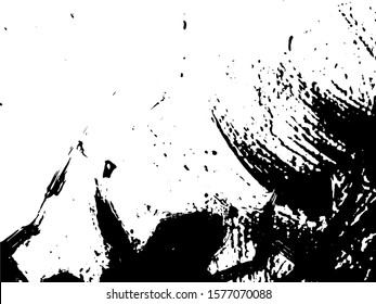 Abstract composition for design elements. Black and white painting on canvas with brush strokes. Abstract art background. Vector. Light Distressed Background. Ink Print Distress Background. Grunge art