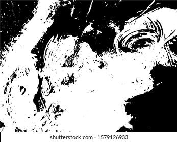 Abstract composition for design elements. Black and white painting on canvas with brush strokes. Abstract art background. Vector. Light Distressed Background. Ink Print Distress Background. Grunge art