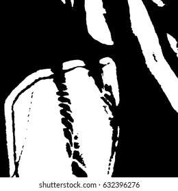 Abstract composition for design elements. Black and white painting on canvas with brush strokes. Abstract art background. Vector.