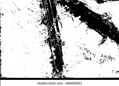Abstract composition for design elements. Black and white painting on canvas with brush strokes. Abstract art background. Vector.
