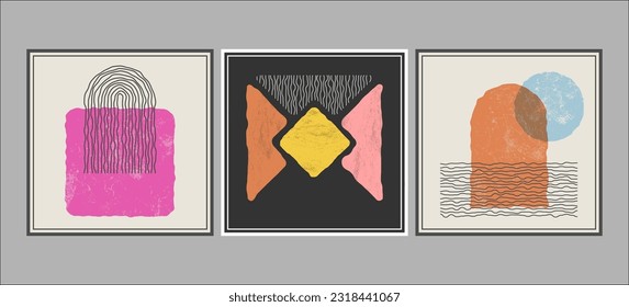 Composición abstracta de formas geométricas distorsionadas. Colección de afiches o cuadros de estilo minimalista. Diseño de interiores, impresiones e ideas creativas