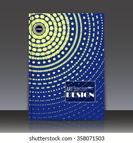 Abstract composition, dotted lines, swirl text frame surface icon, logo sign, blue a4 brochure title sheet, patent, creative figure construction, firm banner form image, fashionable EPS10 illustration