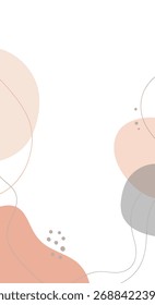 Composición Abstractas con tonos terrosos, Formas orgánicas, varias Formas y objetos doodle.