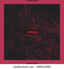 Abstract composition of fading lines and dots. Generative art. Vector design element for technology and computer science illustration.