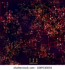 Abstract composition of fading lines and dots. Stranger walker modeling. Generative art. Vector design element for technology and computer science illustration.