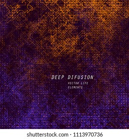Abstract composition of fading lines and dots. Stranger walker modeling. Generative art. Vector design element for technology and computer science illustration.