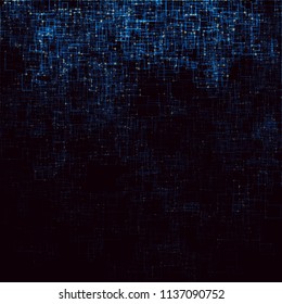 Abstract composition of fading lines and dots. Stranger walker modeling. Generative art. Vector design element for technology and computer science illustration.