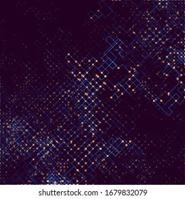 Abstract composition of fading lines and dots. Stranger walker modeling. Generative art. Vector design element for technology and computer science illustration.