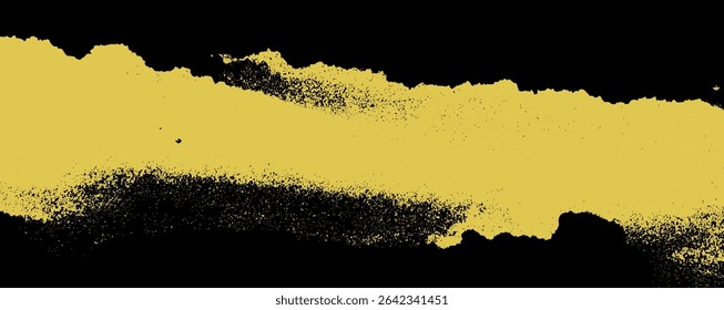 Uma composição abstrata apresenta uma listra amarela em negrito se movendo através de uma tela preta. Esse contraste impressionante cria um senso de movimento e energia, chamando a atenção e evocando emoções.