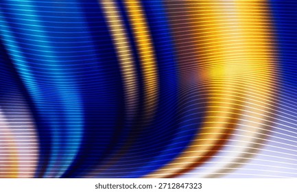 abstrakte Komposition mit blauen, goldenen und weißen Lichtringen und Wellen. Dieser energetische Hintergrund vermittelt Bewegung,