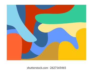 abstract composition featuring colorful organic shapes in a playful, fluid arrangement. 