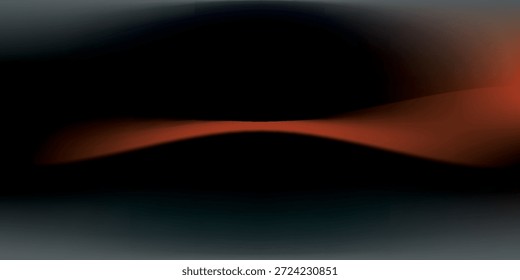 Abstrakte Komposition mit leuchtenden roten Streifen auf tiefschwarzem Hintergrund, die ein Gefühl von Bewegung und Tiefe schafft.