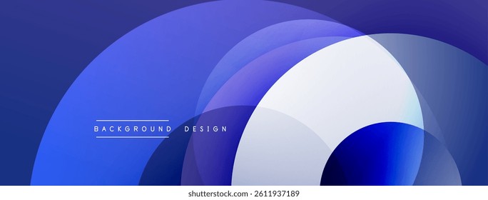 Abstract composition featuring overlapping circular layers. Shades range from deep blues to bright whites, creating dynamic visual effect. Modern design element for backgrounds.