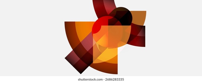 Abstract composition featuring overlapping shapes. Warm colors dominate, creating dynamic visual interest. Minimalist design, modern aesthetic.