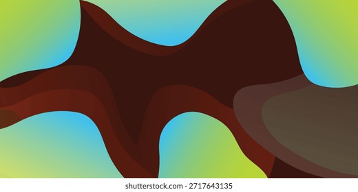 Eine abstrakte Komposition mit einer auffälligen, dunkelbraunen, organischen Form mit glatten, fließenden Kurven und einer dynamischen, wellenförmigen Form.