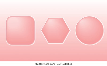 Composição abstrata com um quadrado arredondado, círculo e hexágono com destaques brilhantes. Perfeito para fundos, elementos de interface do usuário ou temas de design minimalista moderno.

