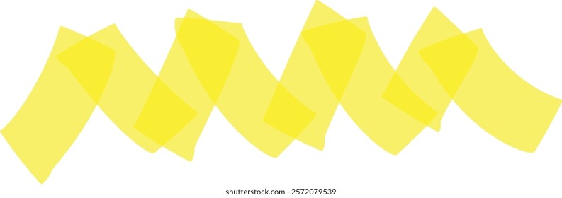 Abstract composition featuring translucent yellow geometric shapes overlapping and creating a wavy, dynamic pattern against a white background, suitable for various design projects