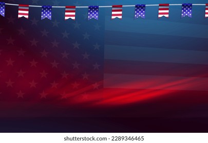 Abstract composition of flag of America, isolated garland