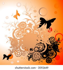 abstract composition, floral grunge design with circles