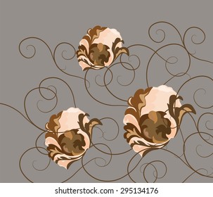 Abstract composition with flowers. Vector