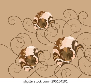 Abstract composition with flowers. Vector