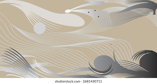 Abstract Composition of Flowing Lines, Shapes, and Gradients