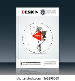 Abstract composition, font texture, red triangle part construction, circle text frame surface, white a4 brochure title sheet, creative figure icon, logo sign, firm banner form, flier fashion, EPS10 