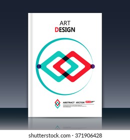 Abstract composition, font texture, red and green lozenge, white a4 brochure title sheet, creative rhombus figure icon, round logo sign, circle text frame surface, firm banner form, flyer fiber, EPS10