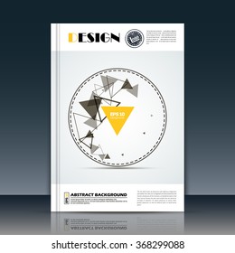 Abstract composition, font texture, yellow triangle part construction, circle text frame surface, white a4 brochure title sheet, creative figure icon, logo sign, firm banner form, flier fiber, EPS10 