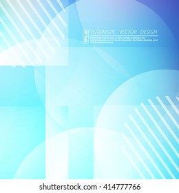 Abstract composition. Futuristic technology backdrop. Blue color gradient quadrangle figure. Sphere font texture. Creative banner. Quadrate wallpaper. White lines connection flyer fiber. Vector art.