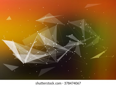 Abstract composition, futuristic technology, orange font texture, white cybernetic dots, creative banner figure, wallpaper, outer space flyer fiber, neon star light matrix, EPS10 backdrop, vector art
