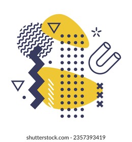 Abstract Composition with Geometric Figure and Bright Shape Collage Vector Illustration