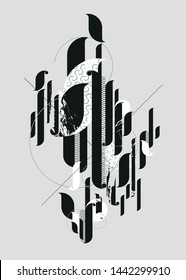 Abstract composition of geometric grunge shapes