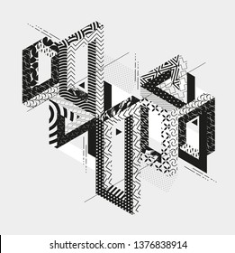 Abstract composition of geometric ornamental shapes