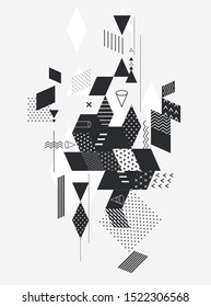 Abstract composition of geometric primitive  shapes