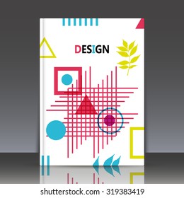 Abstract composition, geometric shape, autumn, flying square block construction, colored circle, triangle figure, a4 brochure title sheet, business card backdrop, logo base, EPS 10 vector illustration