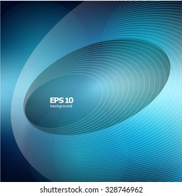 Abstract composition, geometric shape, azure circle backdrop, round text frame, curved lines texture, ring backdrop structure, blue oval figure, font image, business surface, EPS10 vector illustration
