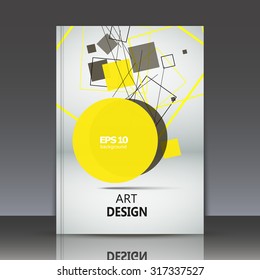 Abstract composition, geometric shape surface, flying round and square blocks construction, colored circle group, a4 brochure title sheet, business card backdrop, logo base, EPS 10 vector illustration