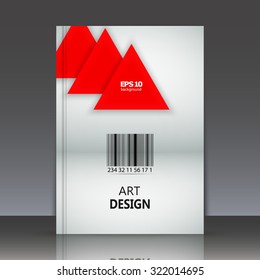 Abstract composition, geometric shape, triangle icon, a4 brochure title sheet, business background, logo construction, surface backdrop, company sign, firm symbol, bar code, EPS10 vector illustration