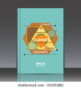 Abstract composition, geometric shapes backdrop, hexagon, triangle, company logo construction, brochure title sheet, diary surface, firm sign, EPS 10 vector illustration